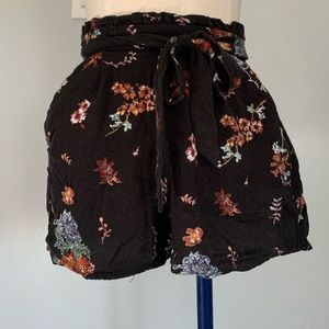 Cotton black floral shorts